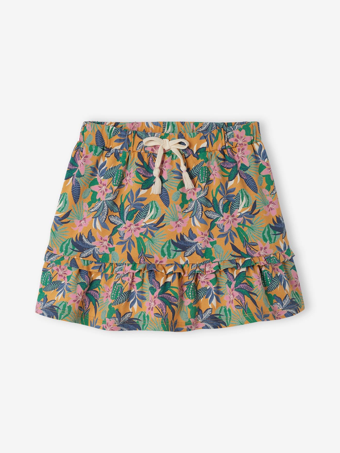 Ruffled Skirt with Exotic Motif