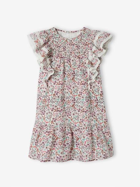 Cherry Blossom Dress, Ruffled Sleeves, for Girls ecru 