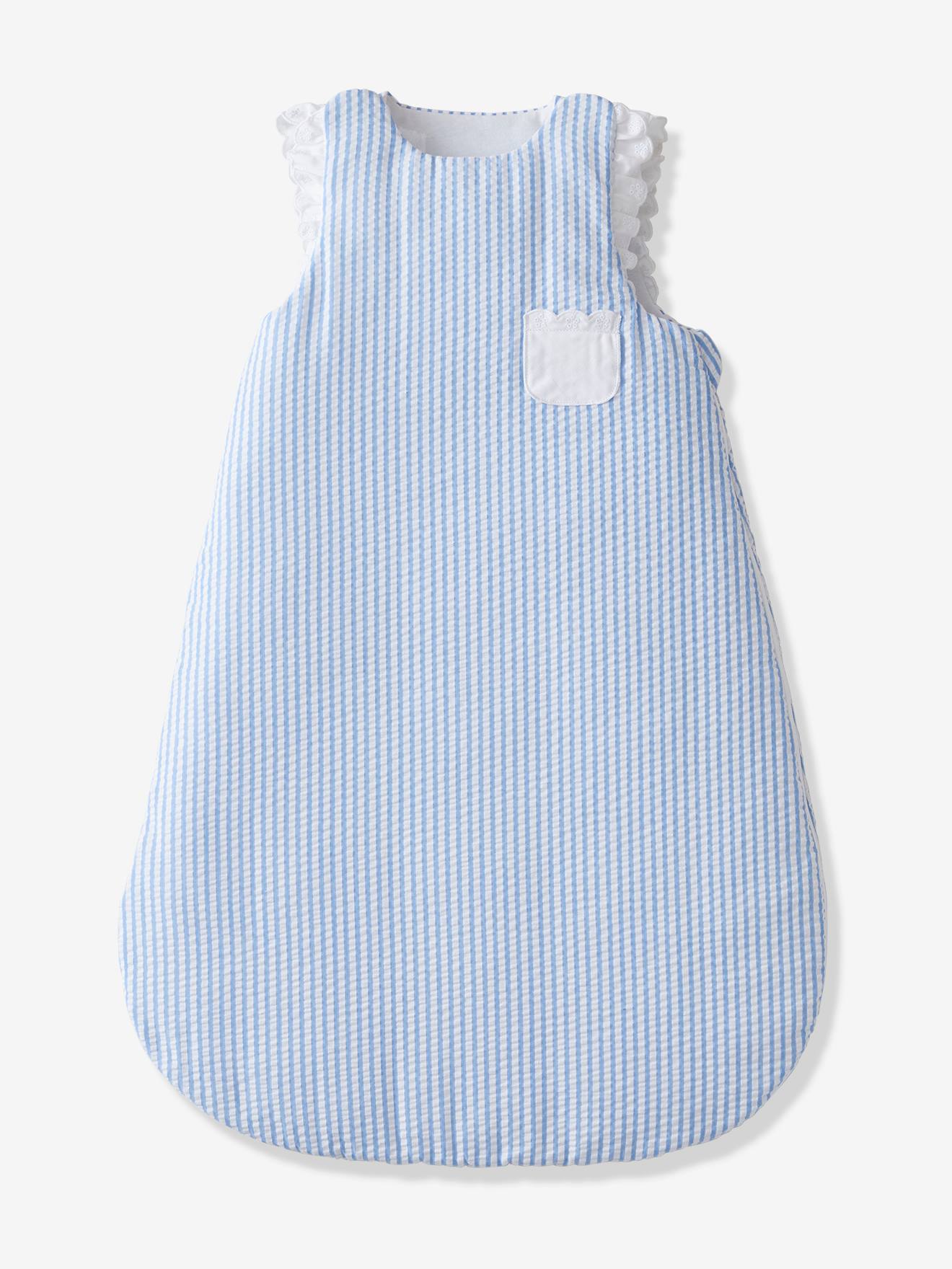 Newborn Light Blue Stripe Baby Striped Seersucker Bodysuit by