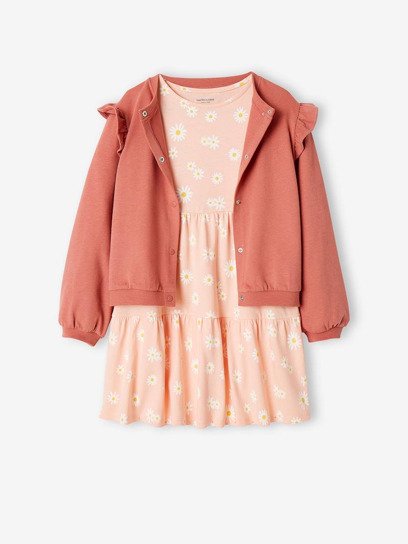 Dress & Jacket Combo for Girls peach, Girls Vertbaudet