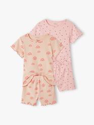 Girls-Nightwear-Pack of 2 Pyjamas in Printed Rib Knit, for Girls