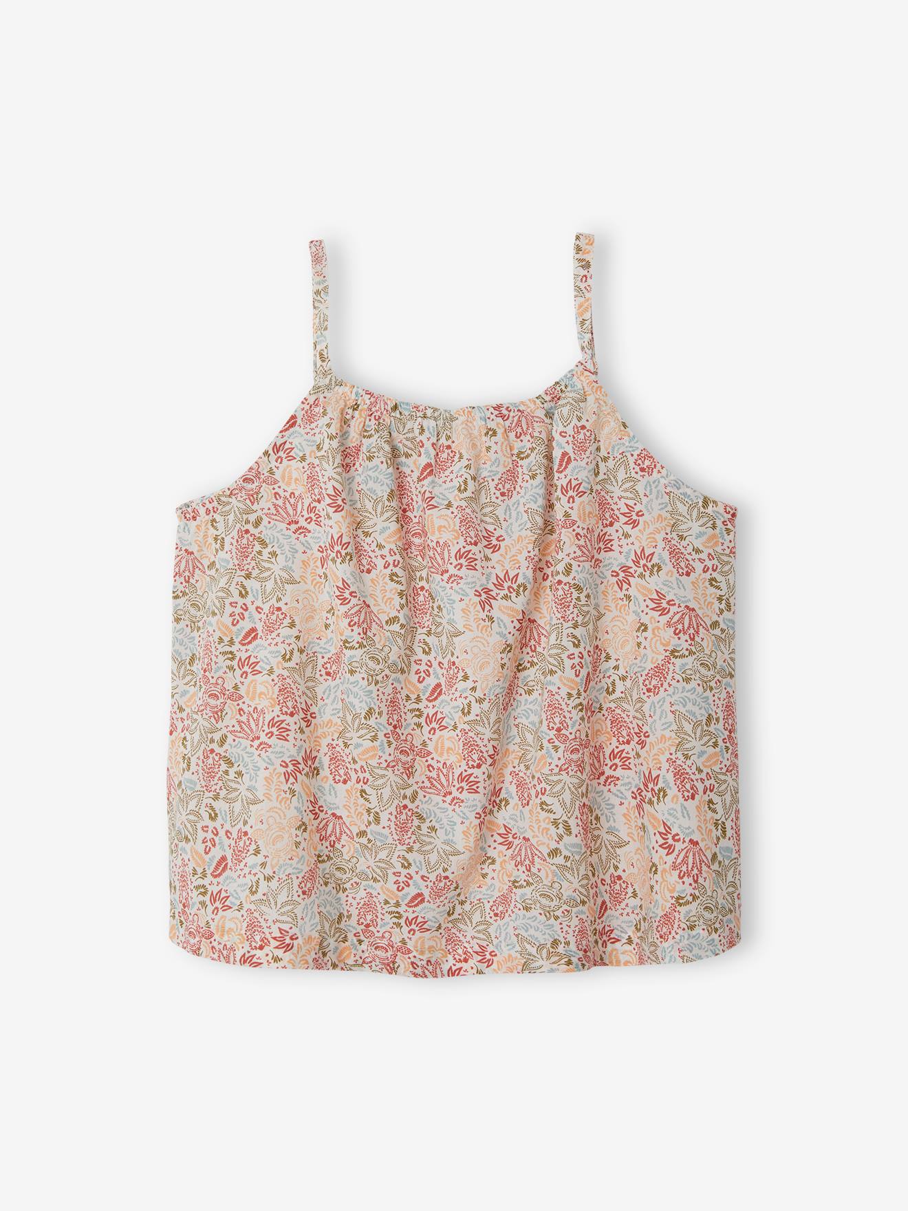Blouse with Thin Straps & Exotic Motifs