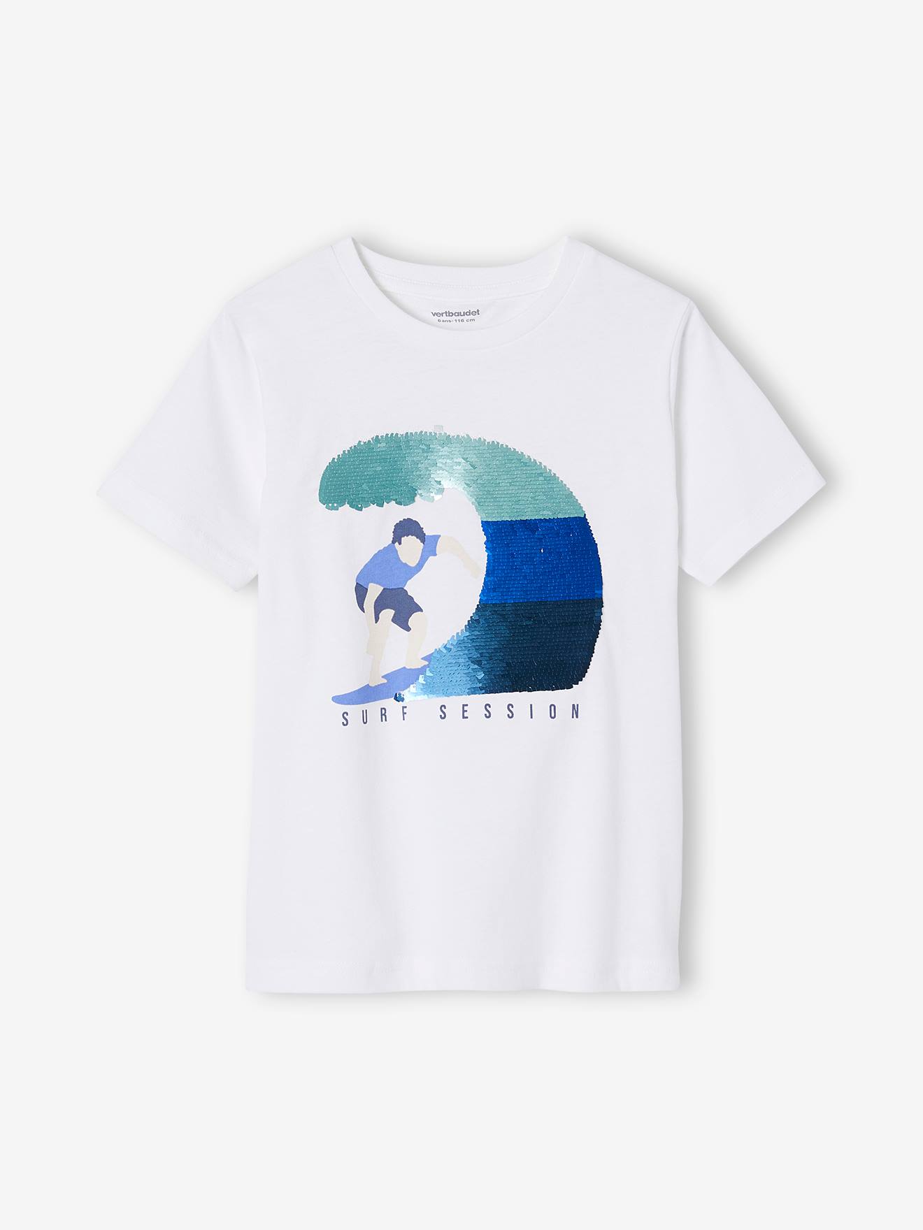 Sequinned T-Shirt for Boys ecru