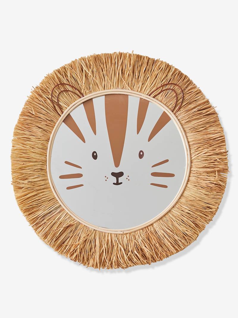 Lion Mirror in Rattan & Raffia mocha, Bedding & Decor Vertbaudet