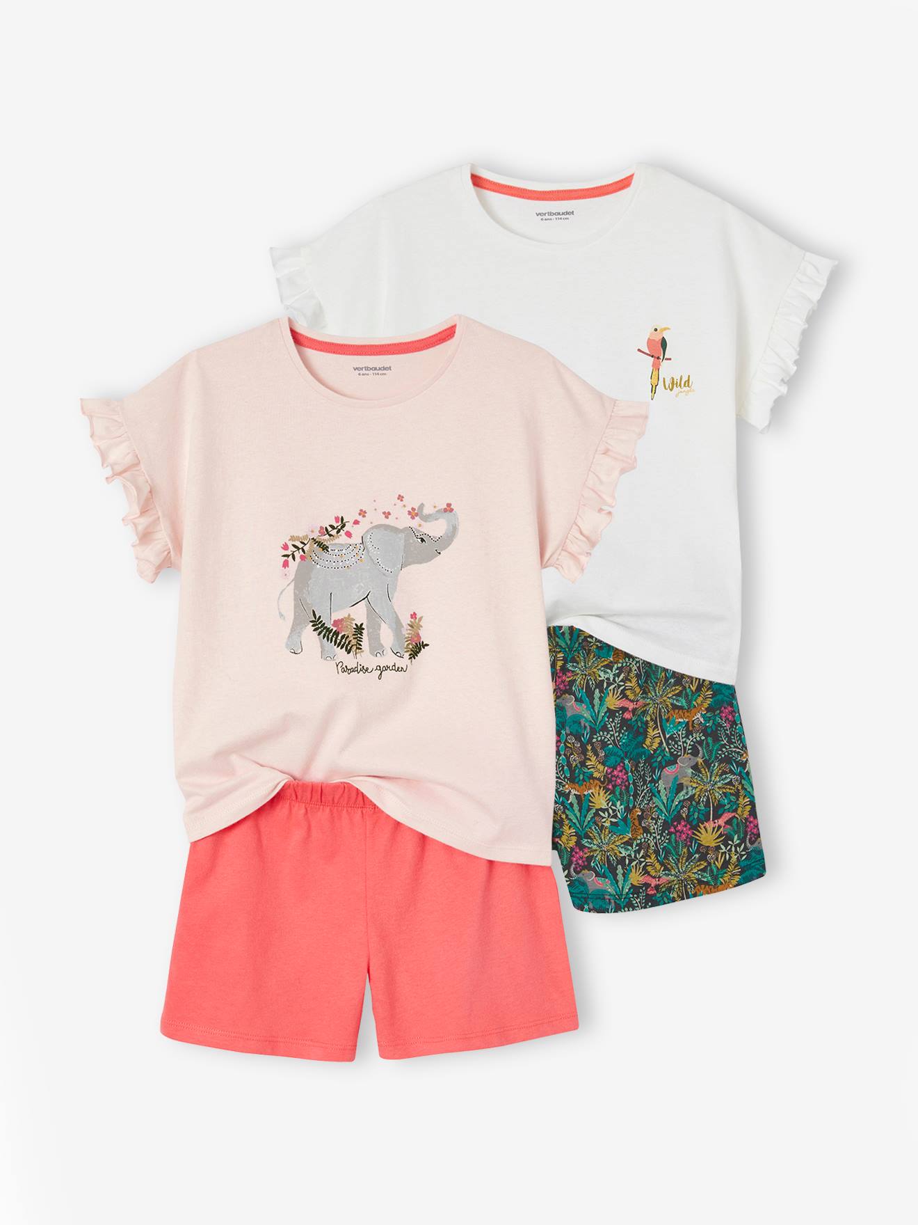Pack of 2 Basics "Wild" Pyjamas for Girls rose
