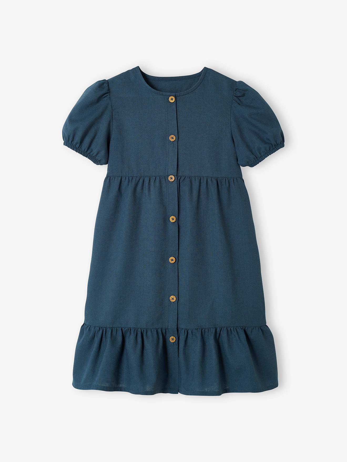 Buttoned Dress in Cotton Linen