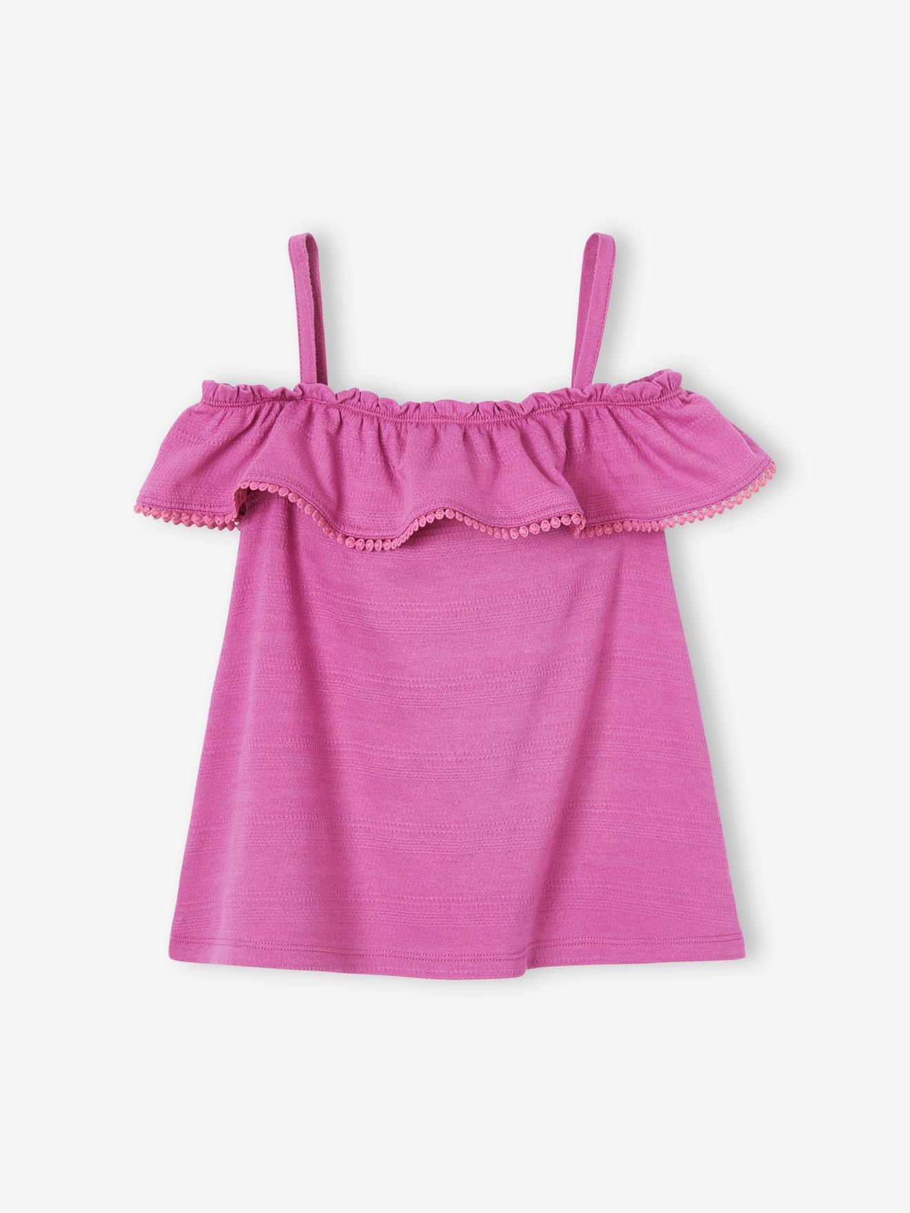 Ruffled Top in Fancy Fabric with Reliefs
