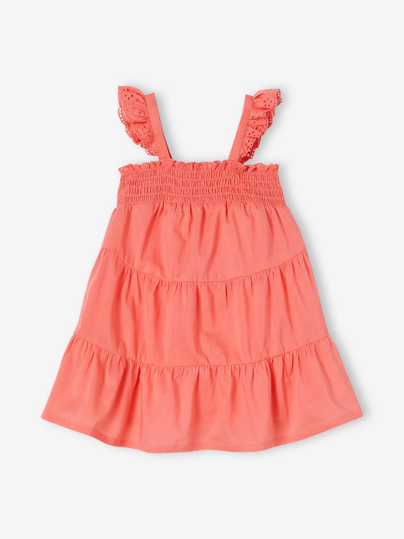Smocked Dress with 3 Ruffles for Babies rose