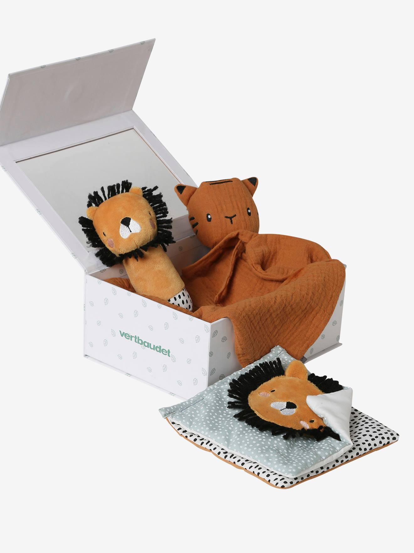 3-Item Gift Box: Soft Toy + Rattle + Picture Book green