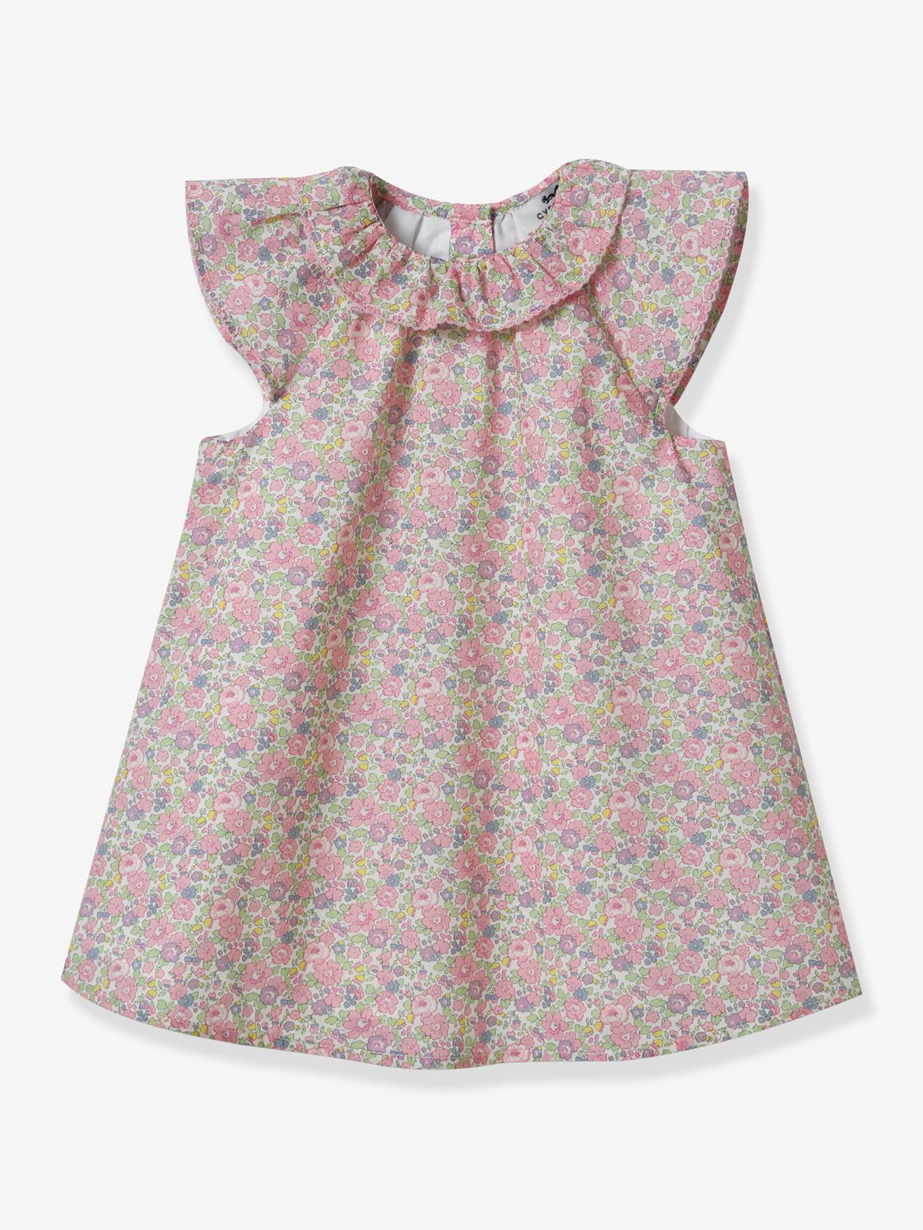 Dress in Liberty(r) Fabric for Babies, by CYRILLUS printed pink
