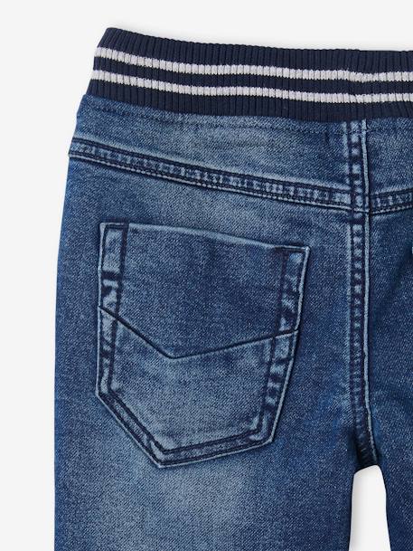 Straight Cut Denim-Effect Fleece Trousers, for Boys BLACK DARK SOLID+BLUE MEDIUM TWO COLOR/MULTICOL+BLUE MEDIUM WASCHED+double stone+Grey Denim 