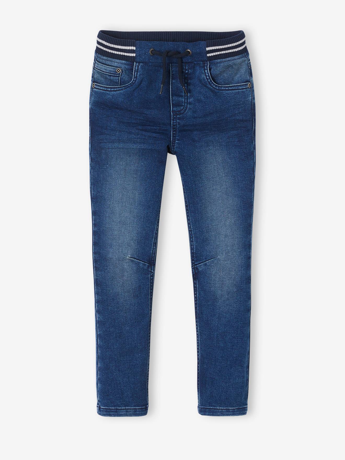 Straight Cut Denim-Effect Fleece Trousers