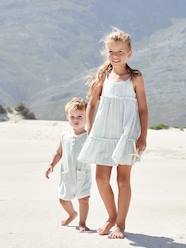 Girls-Dresses-Dress with Straps & Shimmery Stripes for Girls