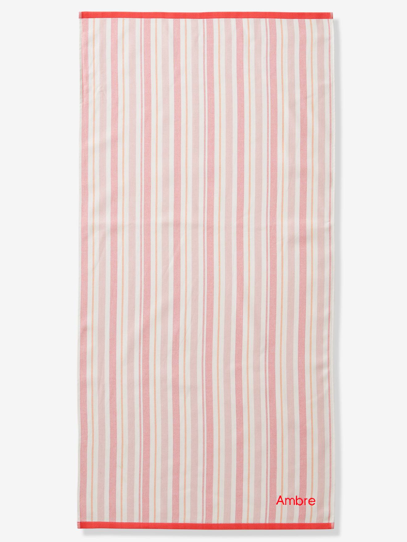 Pink and white striped bath 2024 towels