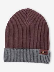 -Two-Tone Beanie in Rib Knit for Girls