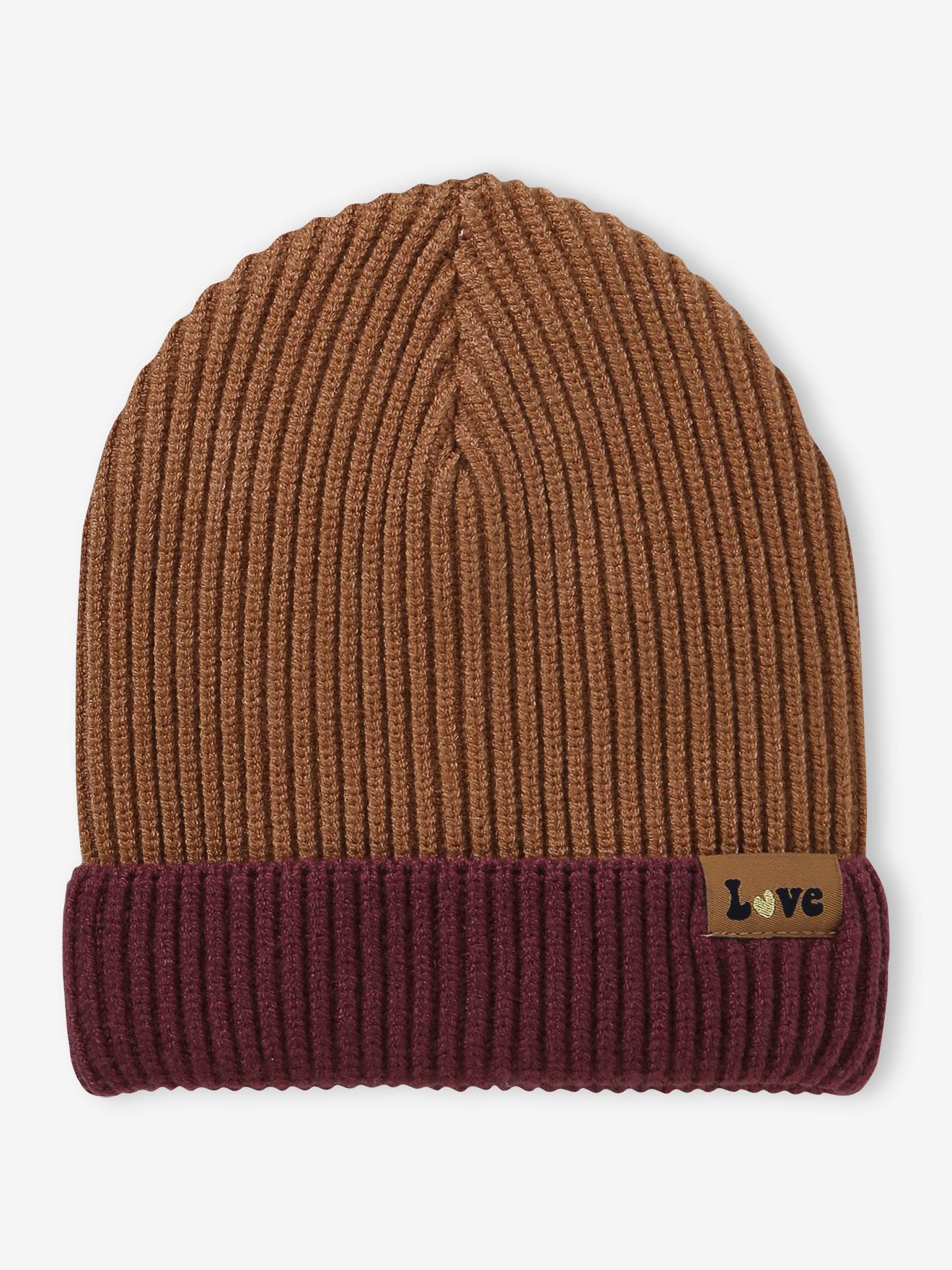 Two-Tone Beanie in Rib Knit