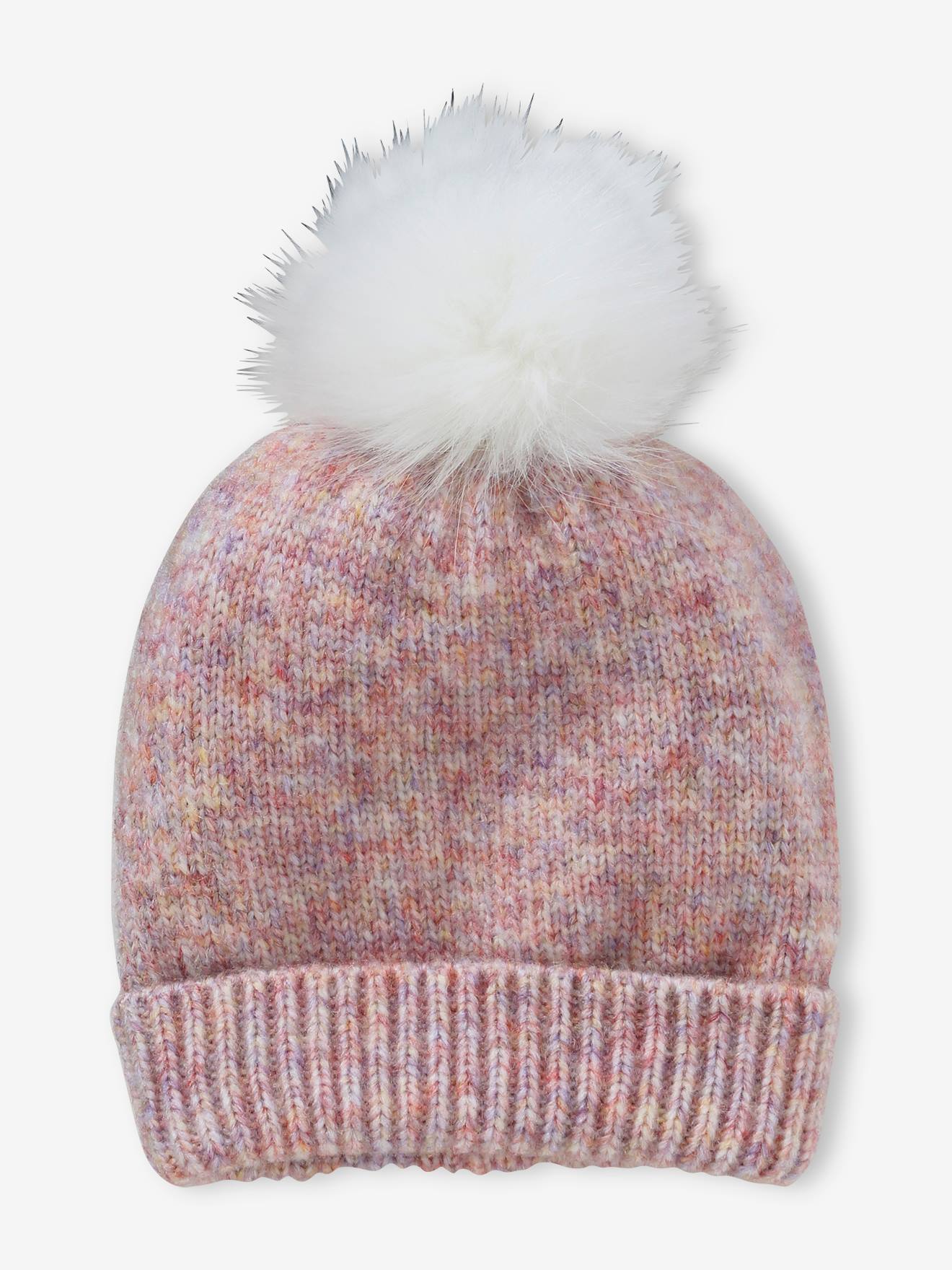 Pop Vintage Beanie in Mixed Knit for Girls rose