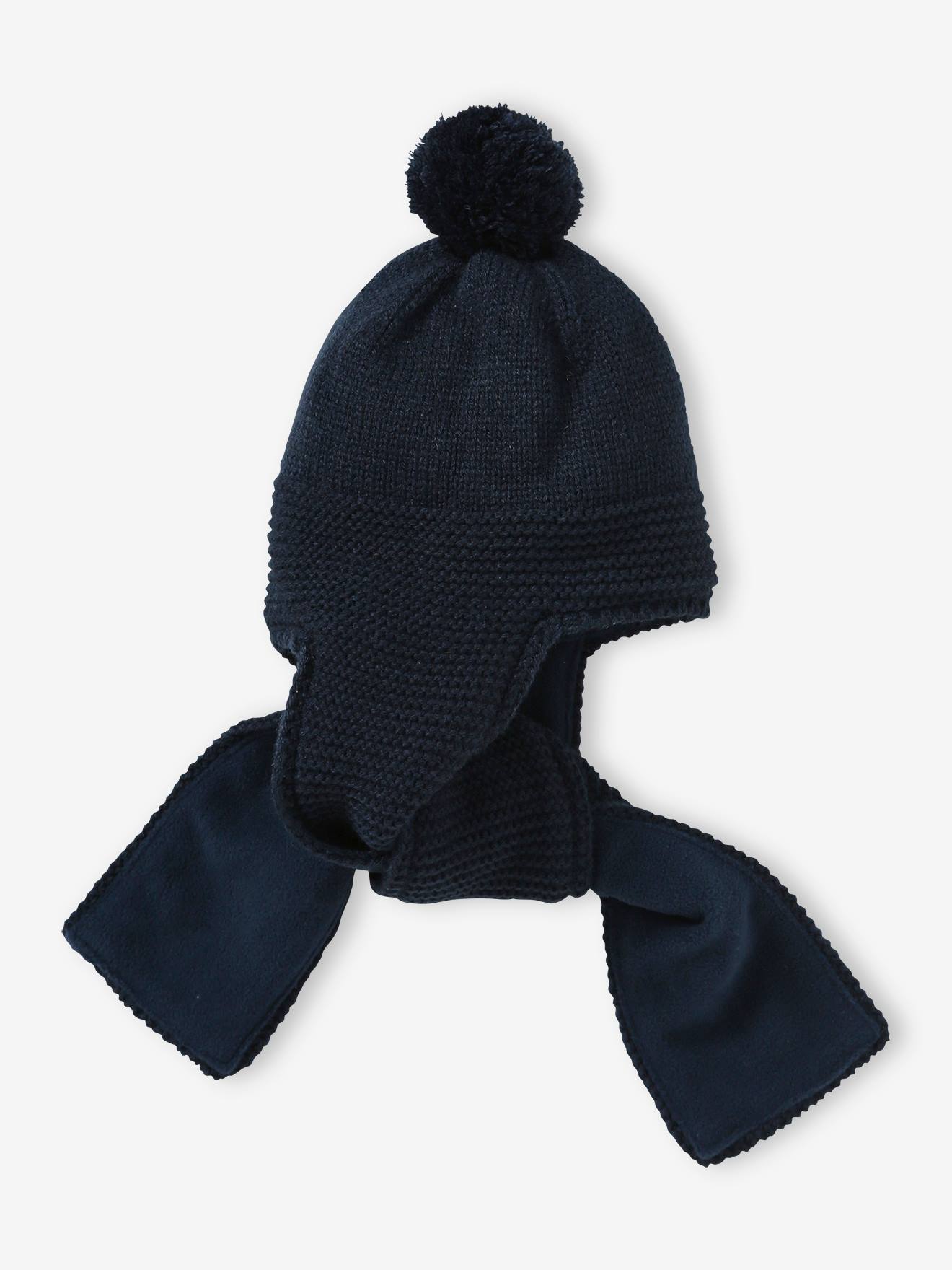 2-in-1 Beanie-Scarf in Purl Knit