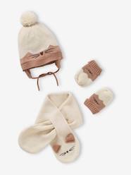 Baby-Accessories-Cat Beanie + Scarf + Mittens Set for Baby Girls