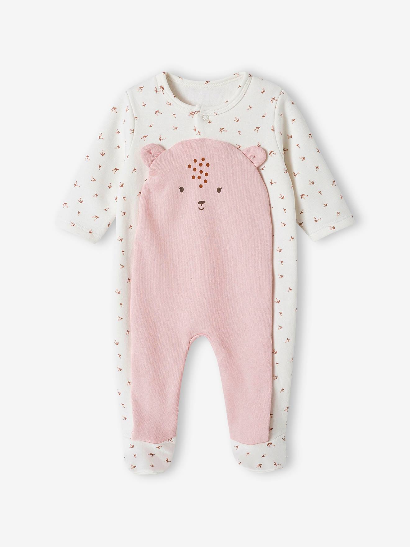Fleece Sleepsuit for Newborn Babies, Front Flap Opening with Press Studs rosy