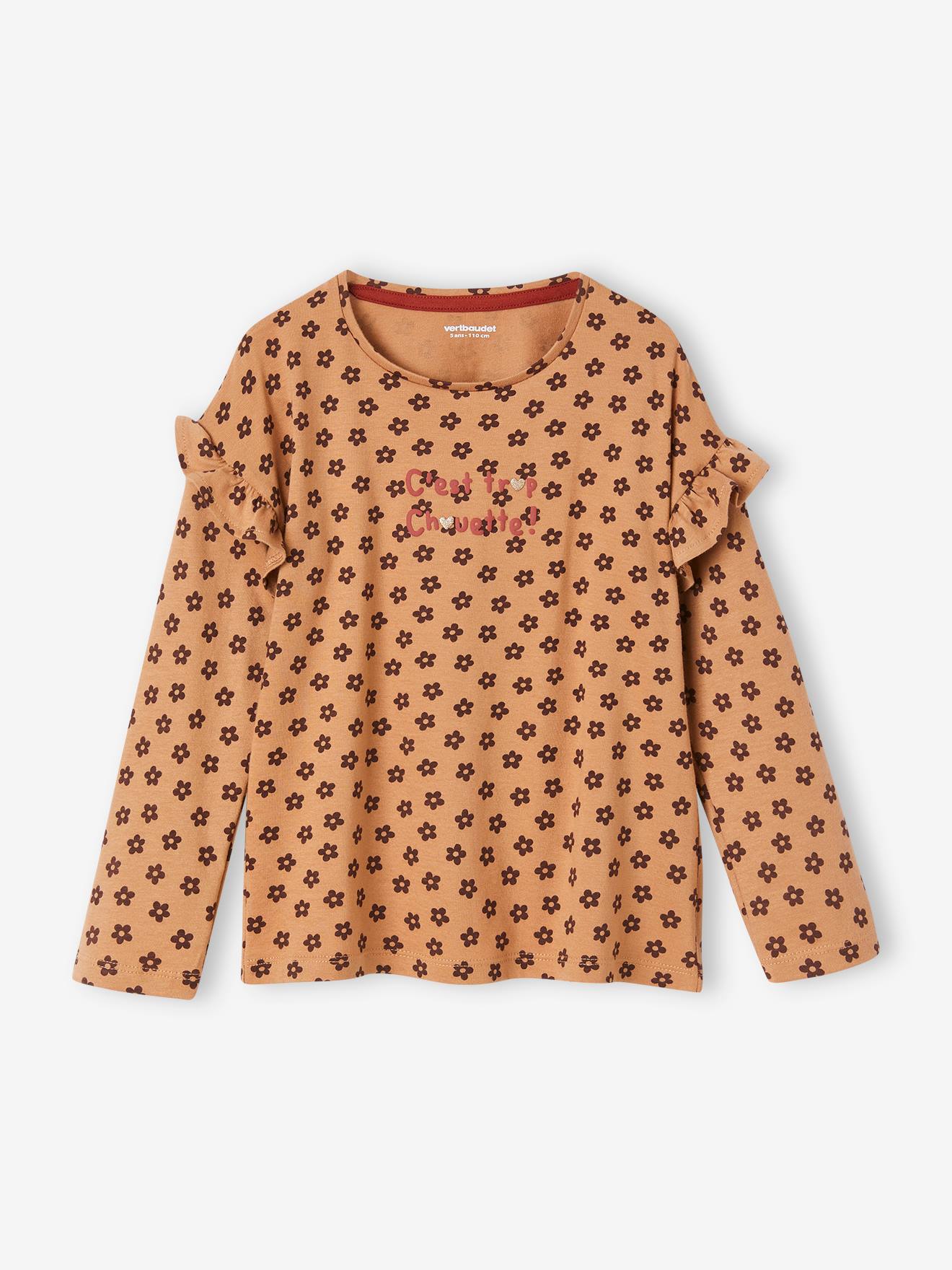 Top with Message, Ruffled Sleeves, for Girls hazel