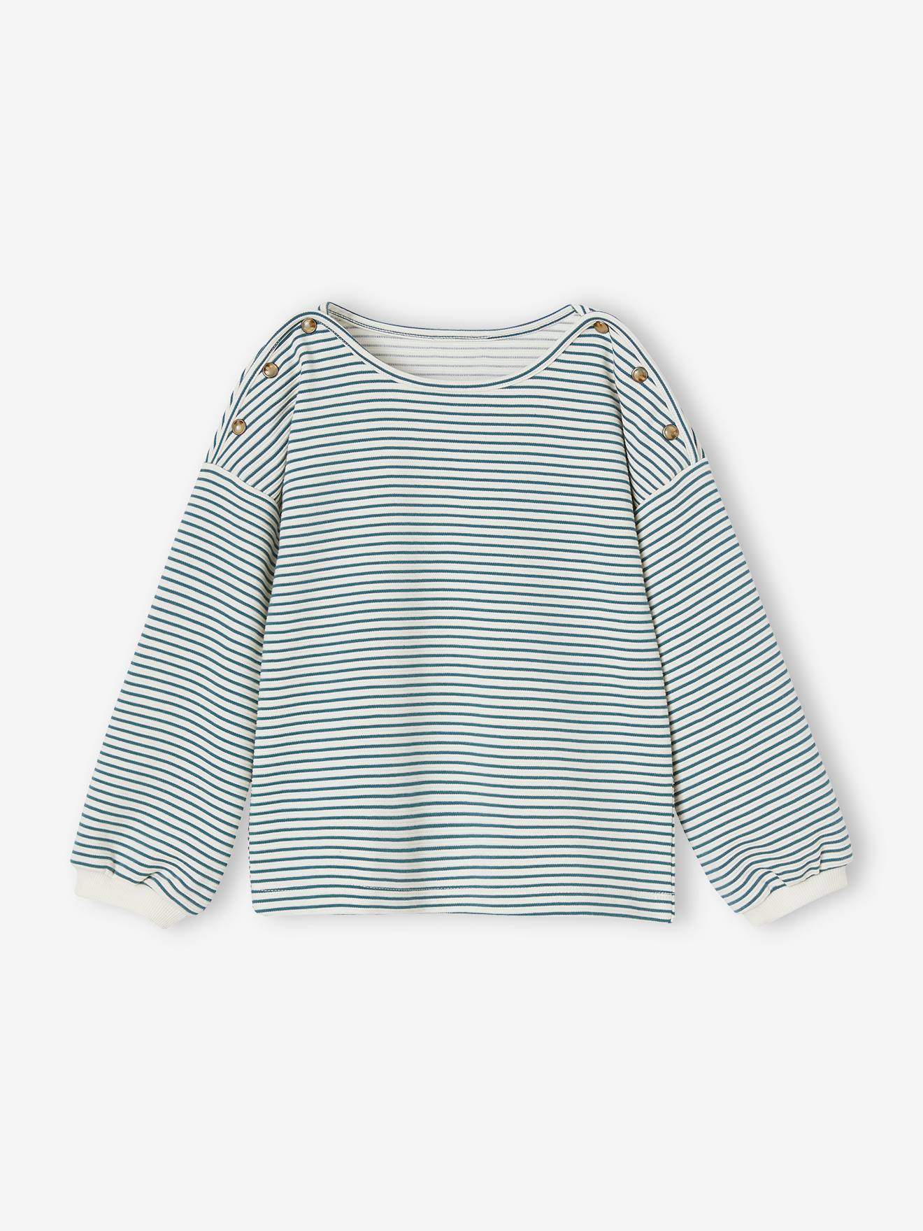 Striped Top, Boat-Neck, for Girls striped green