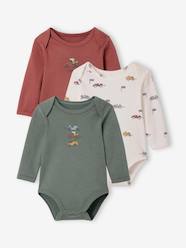 -Pack of 3 Long Sleeve "Race Car" Bodysuits with Cutaway Shoulders for Babies