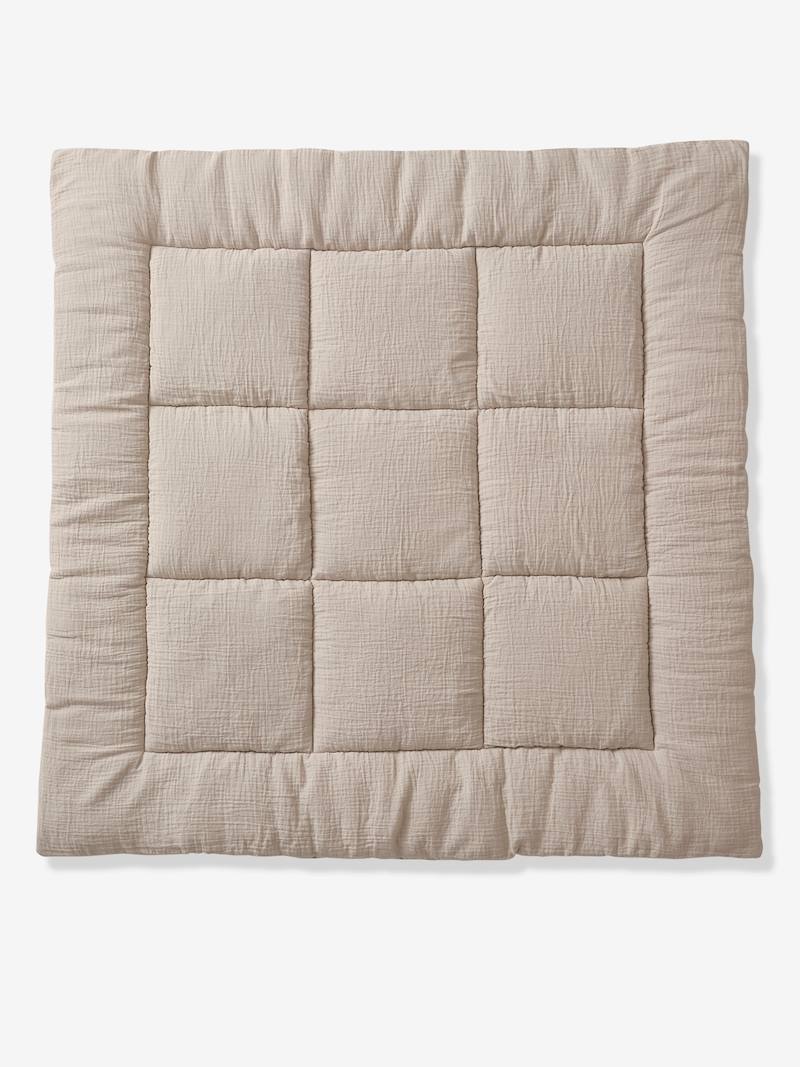 Dual Fabric Floor/Playpen Mat, Plain taupe, Bedding & Decor Vertbaudet