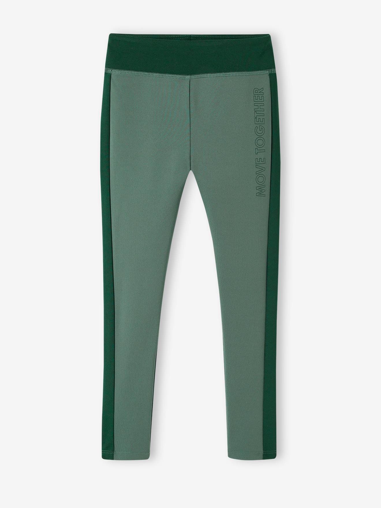 Sports Leggings with Stripe Down the Sides, for Girls green