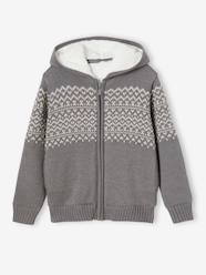 Boys-Cardigans, Jumpers & Sweatshirts-Zipped Jacket with Hood, Sherpa Lining, For Boys