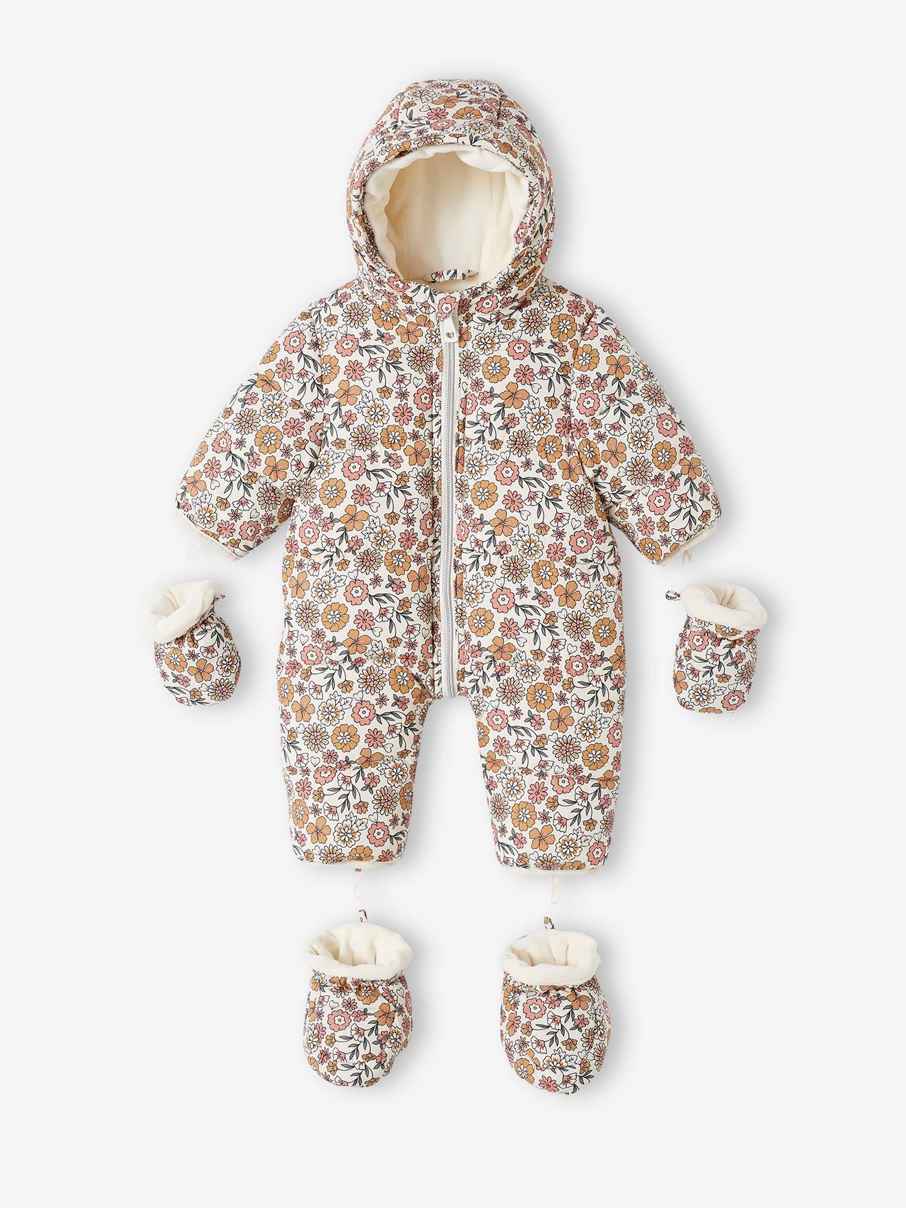 Floral Pramsuit with Polar Fleece Lining