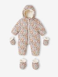 Baby-Floral Pramsuit with Polar Fleece Lining for Babies