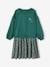 Dual Fabric Dress for Girls coral+green 