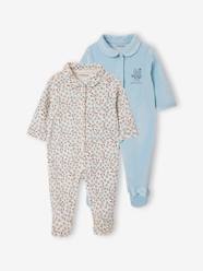 Baby-Pyjamas-Pack of 2 Velour Sleepsuits for Babies