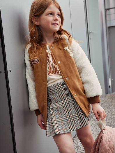 pleat Collection Girls Reese Skirt - Honey Brown Cord main image 1