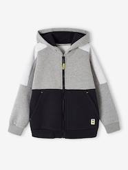 Boys-Cardigans, Jumpers & Sweatshirts-Sports Jacket with Zip & Hood, Colourblock Effect, for Boys