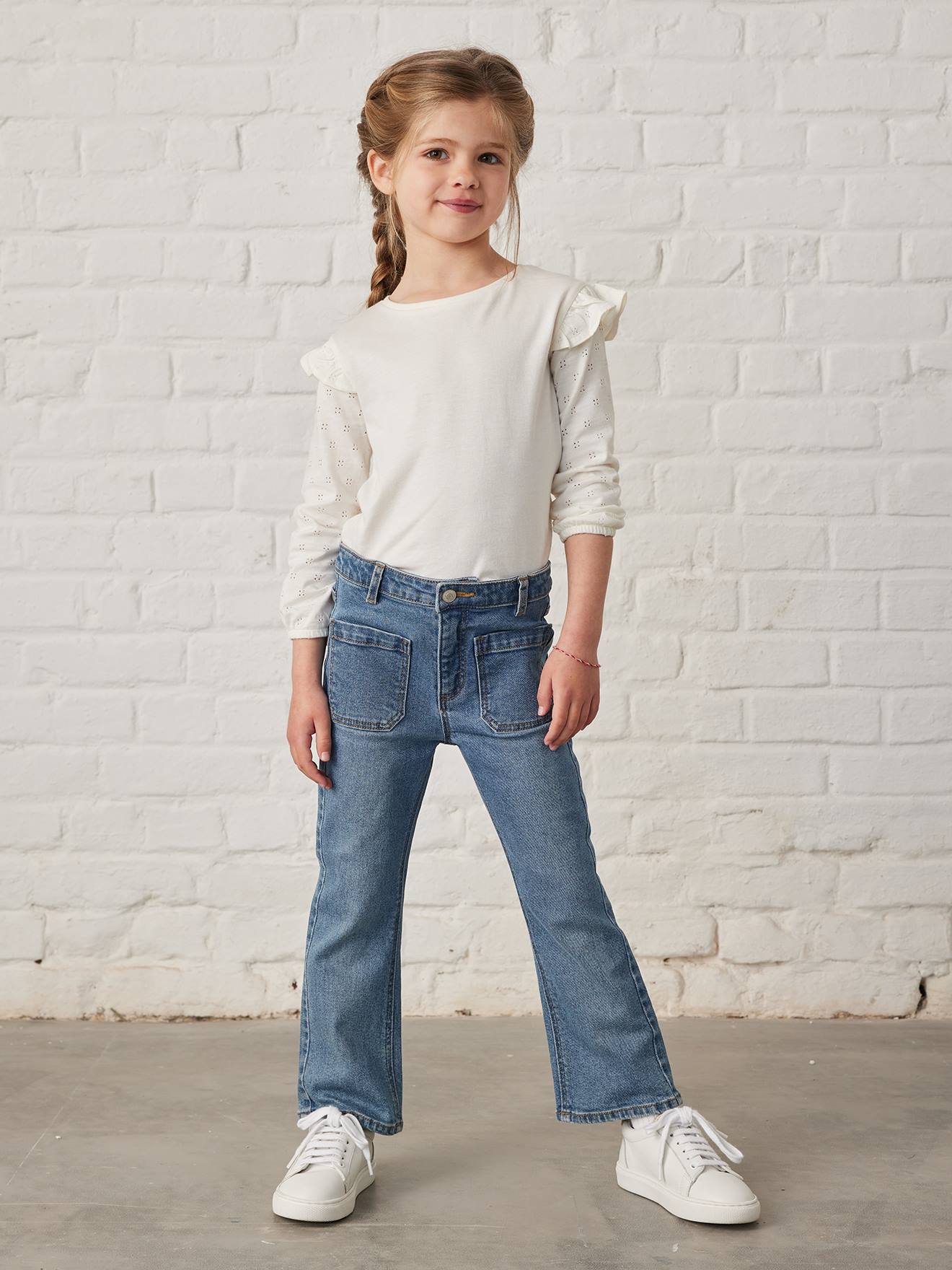 7/8 Flared Jeans for Girls stone