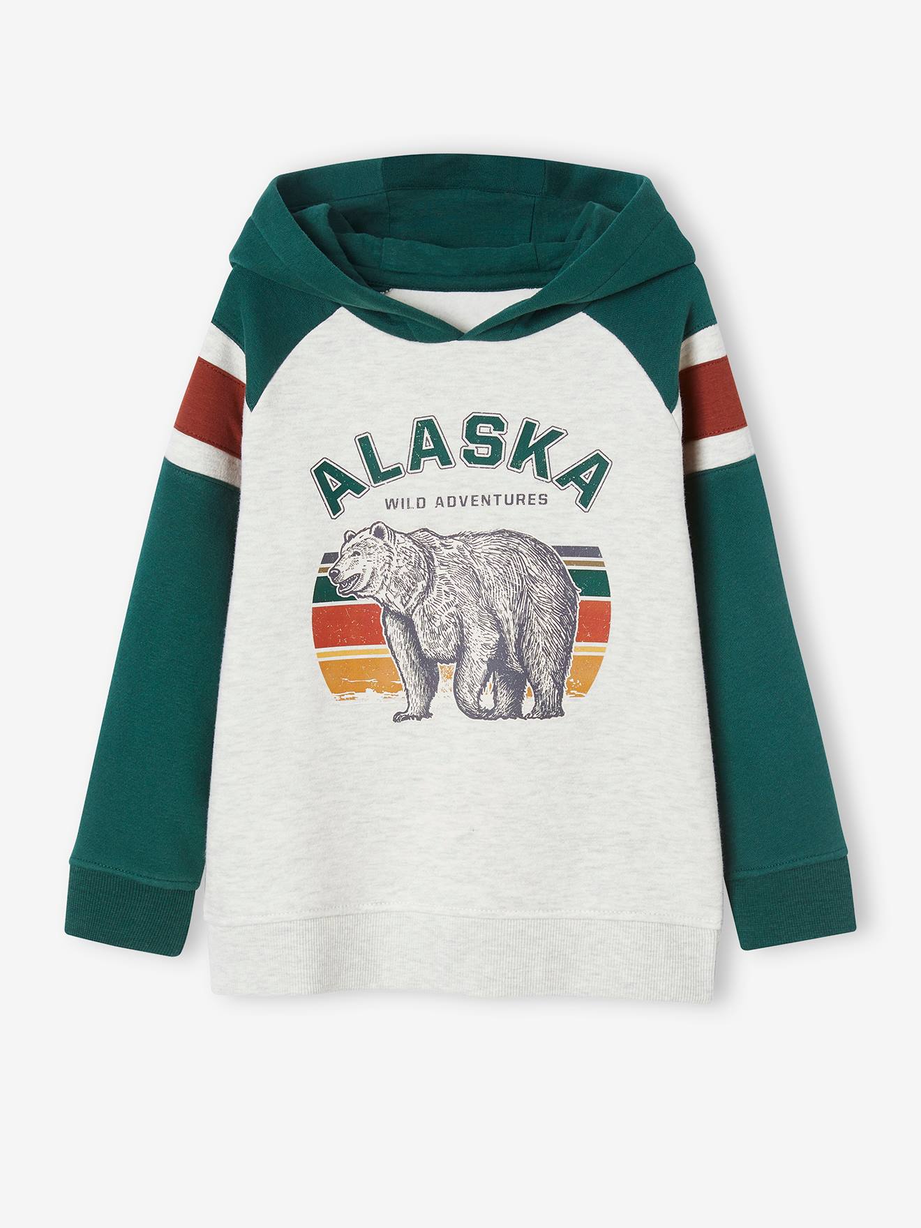 Hoodie with Graphic Motif & Raglan Sleeves