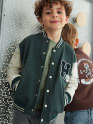 Boys-College-Type Jacket in Fleece, Patch in Bouclé Knit, for Boys