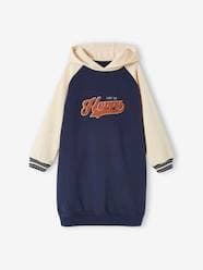 Girls-Hooded Varsity-Style Fleece Dress for Girls