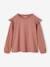 Ruffled Long Sleeve Top for Girls, BASICS dusky pink+ecru+navy blue 