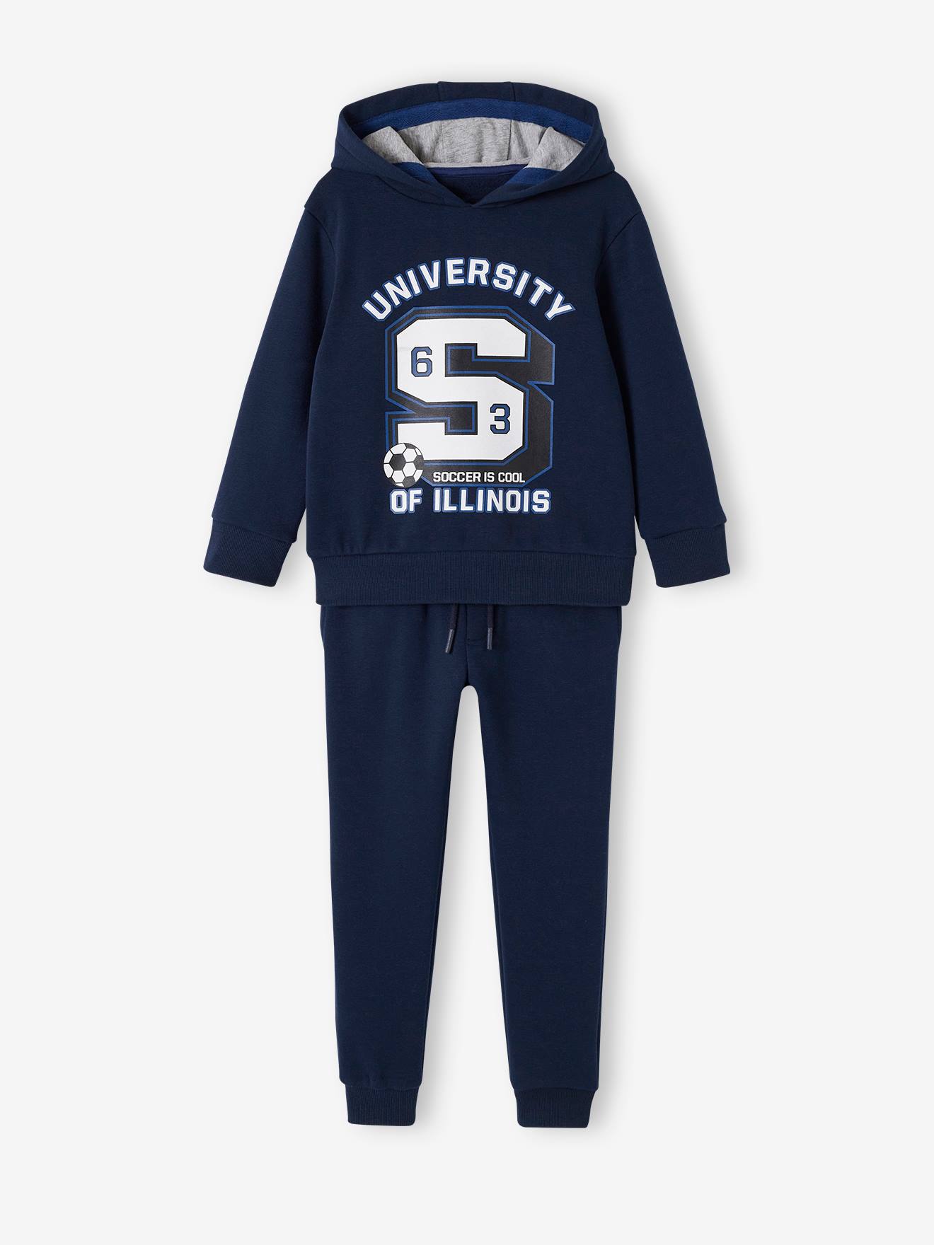 Sports Combo in Fleece, Hoodie + Joggers, for Boys navy blue