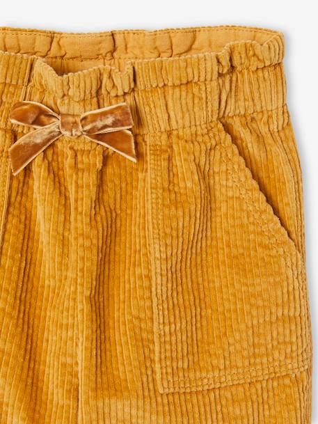 Corduroy Paperbag Trousers for Girls dusky pink+grey green+mustard+night blue 