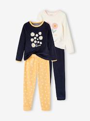 -Pack of 2 Daisy Pyjamas in Velour for Girls