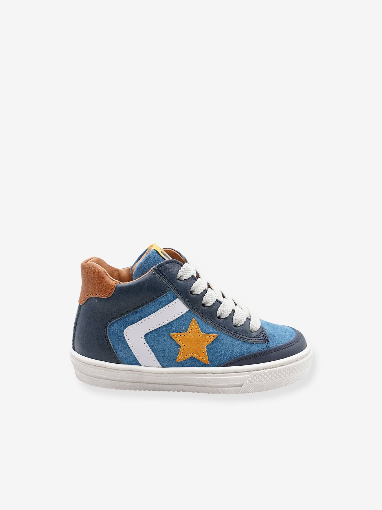 Leather High-Top Trainers with Laces