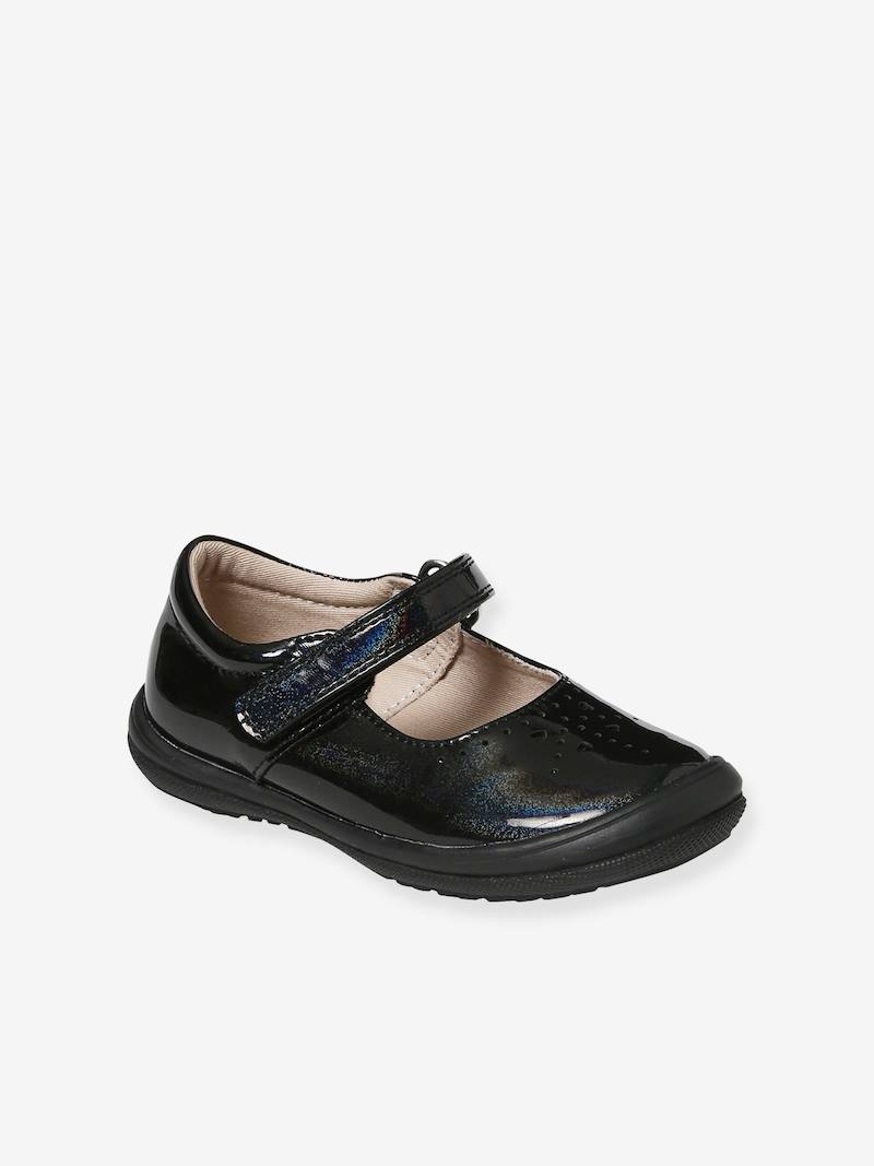 Patent Shoes with Hook&Loop for Girls, Designed for Autonomy black