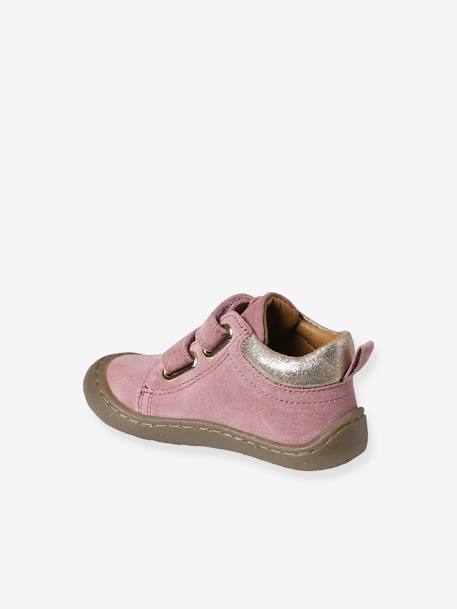 Pram Shoes in Soft Leather, Hook&Loop Strap, for Babies, Designed for Crawling bordeaux red+fuchsia+gold+navy blue+pale yellow+rose 