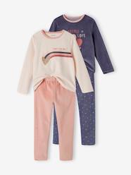 Girls-Nightwear-Pack of 2 "Love" Pyjamas in Velour for Girls