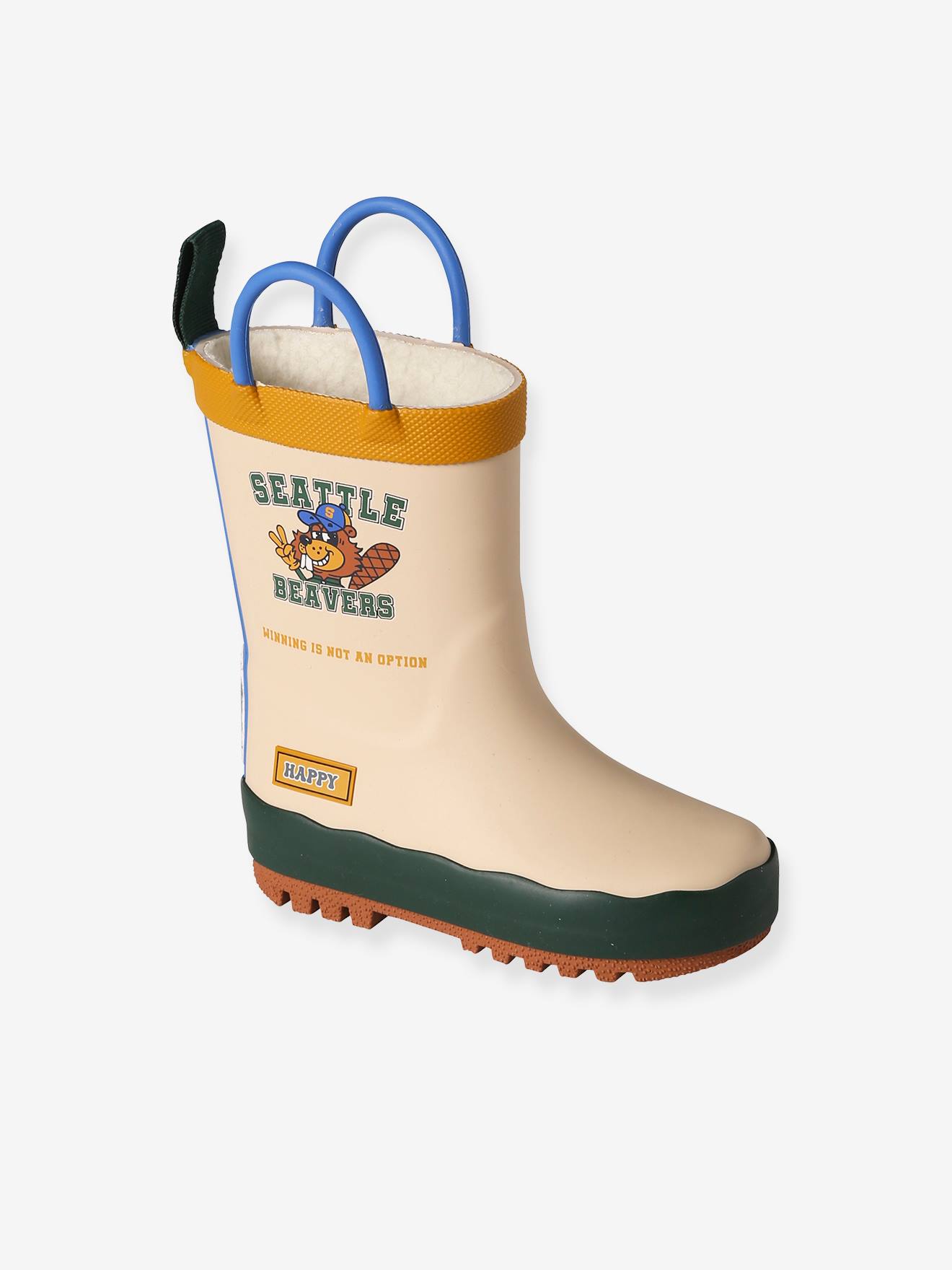 Furry Wellies in Printed Natural Rubber