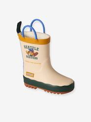 Shoes-Boys Footwear-Furry Wellies in Printed Natural Rubber for Babies